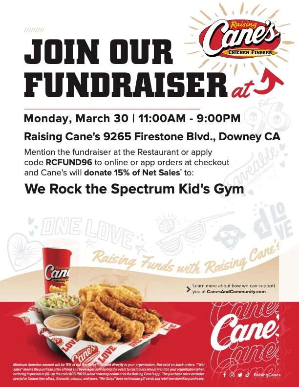March 2026 Raising Cane’s Fundraiser